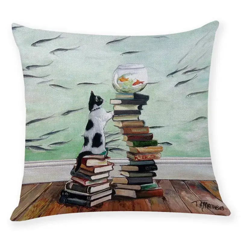 Beige Linen Cat Pillow