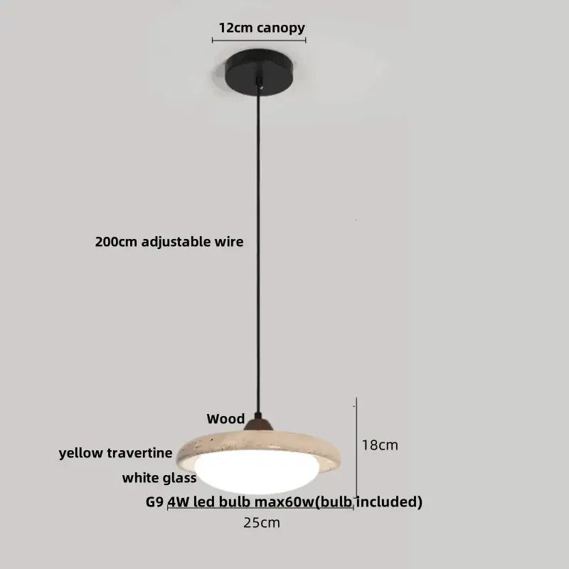 Travertine Globe Pendant Light