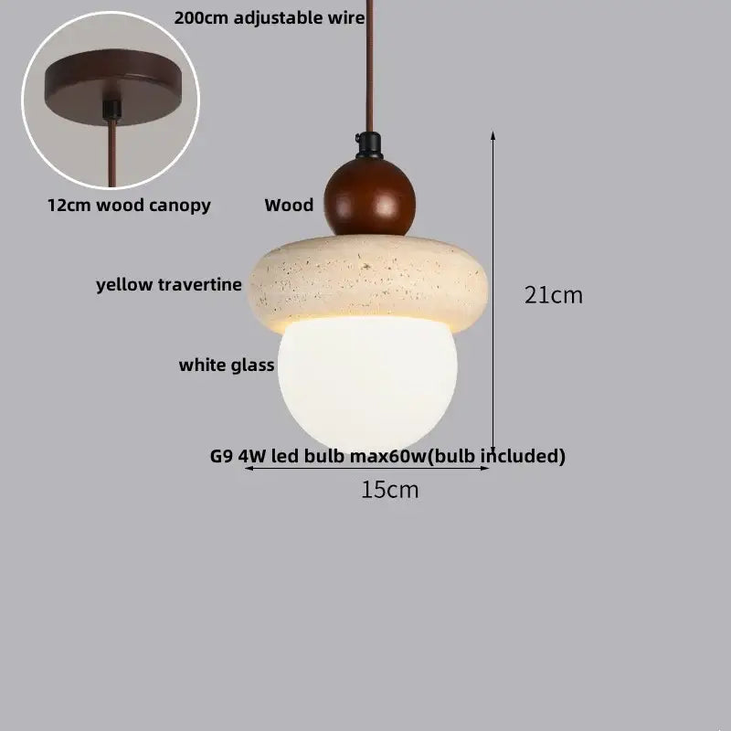 Travertine Globe Pendant Light