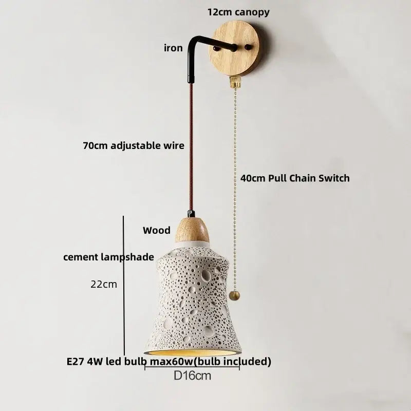 Cement Wood Wall Sconce Minimalist Design