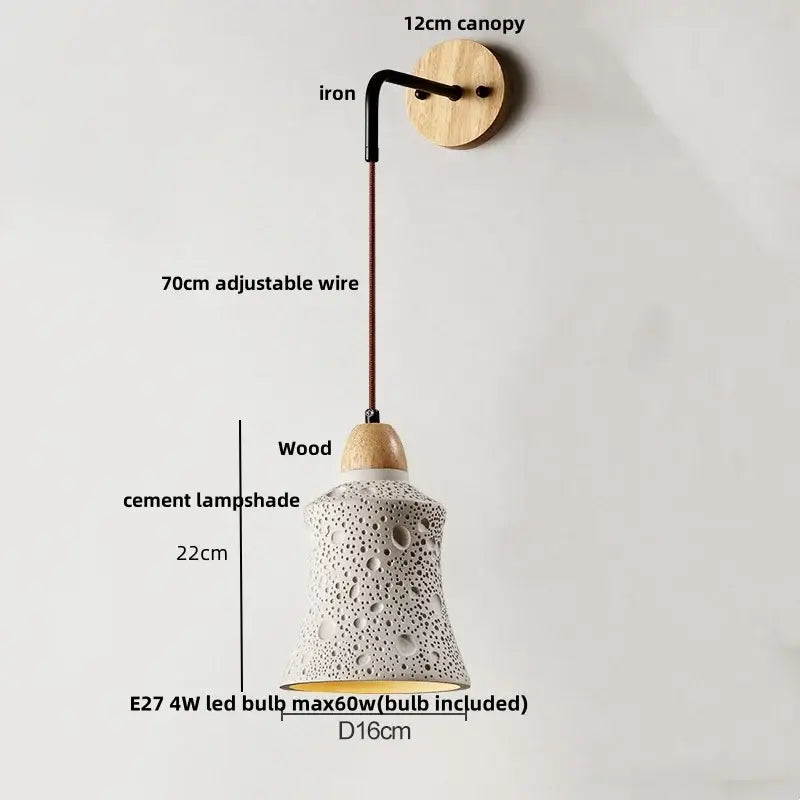 Cement Wood Wall Sconce Minimalist Design
