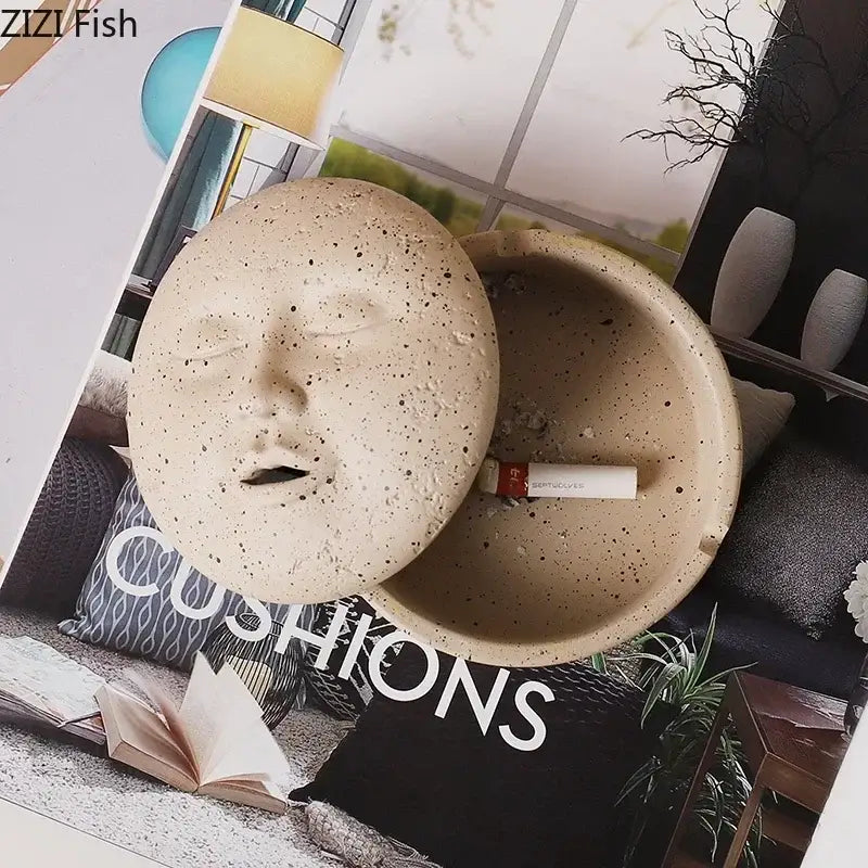 Beige Face Ceramic Ashtray