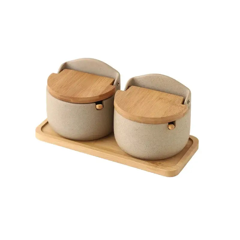 Beige Bamboo Jar Set