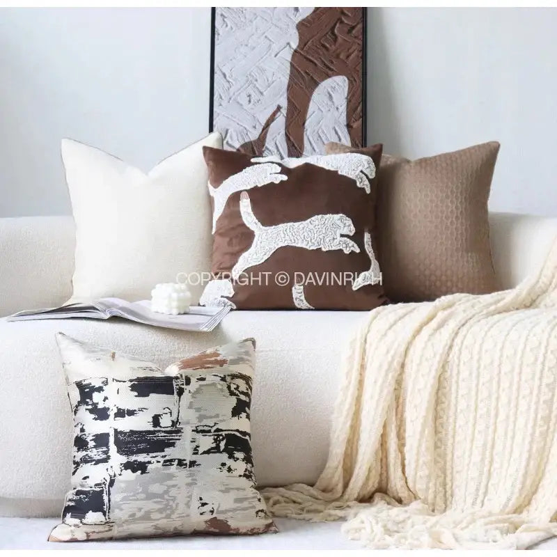 Beige Geometric Cushion Cover