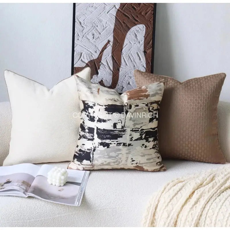 Beige Geometric Cushion Cover