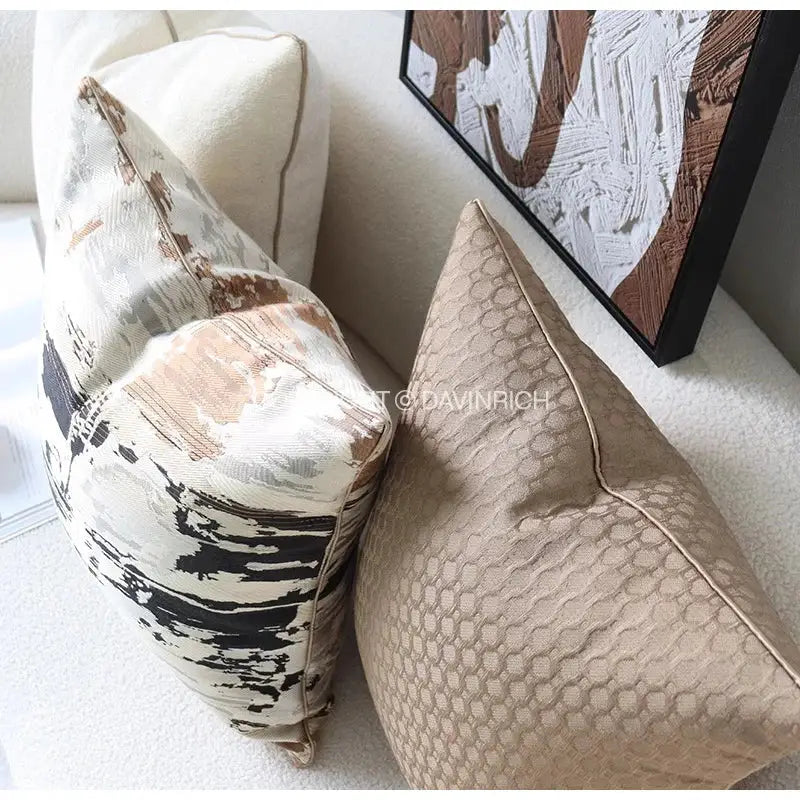 Beige Geometric Cushion Cover