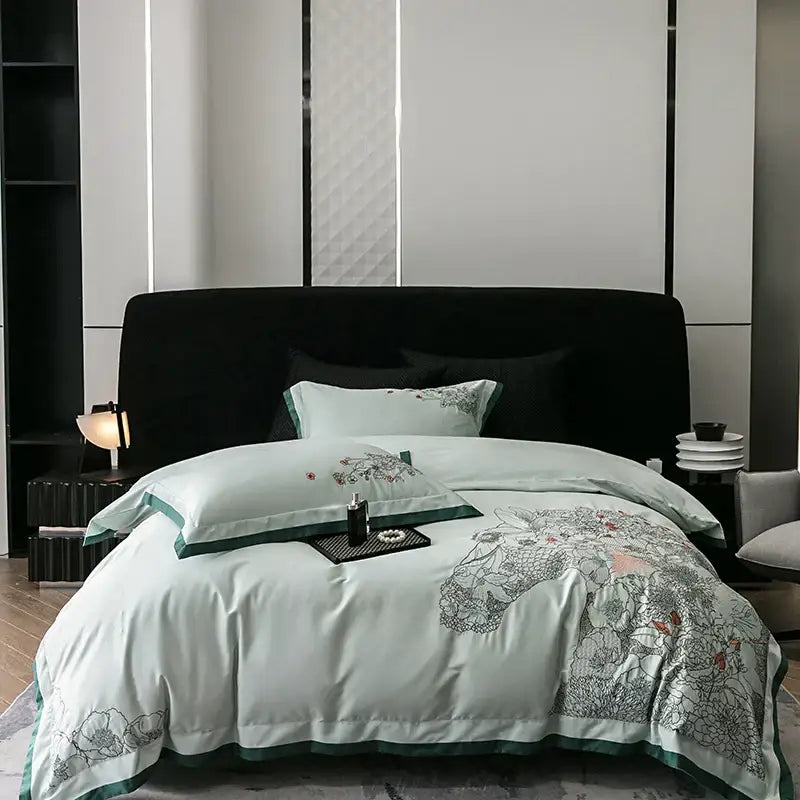 Beige Horse Embroidery Bedding