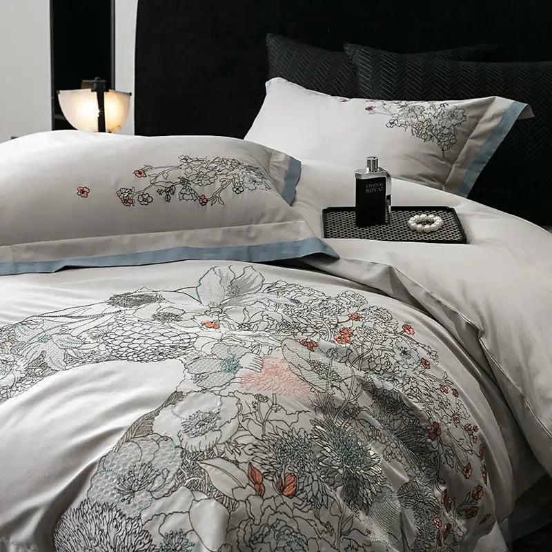 Beige Horse Embroidery Bedding