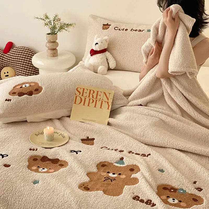 Teddy Fleece Bed Blanket