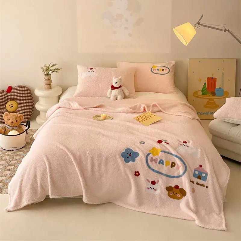 Teddy Fleece Bed Blanket