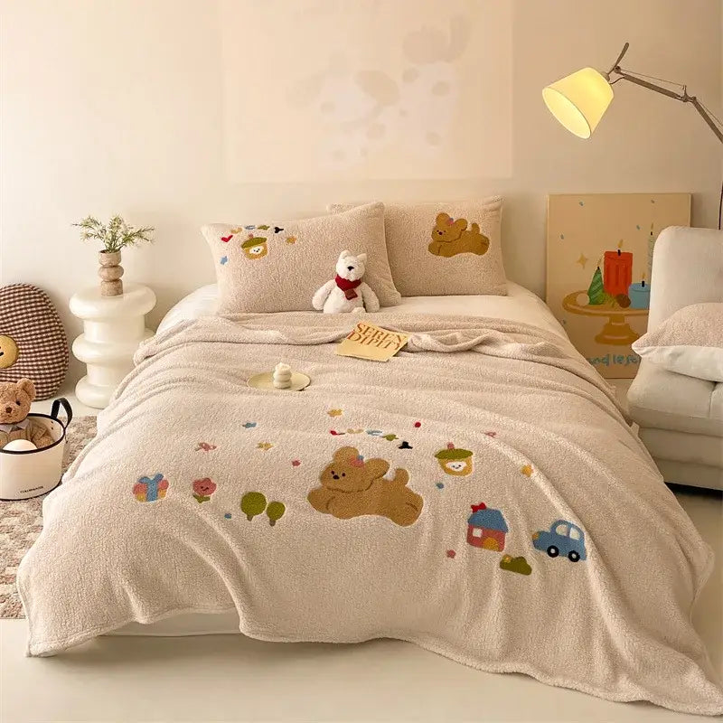 Teddy Fleece Bed Blanket
