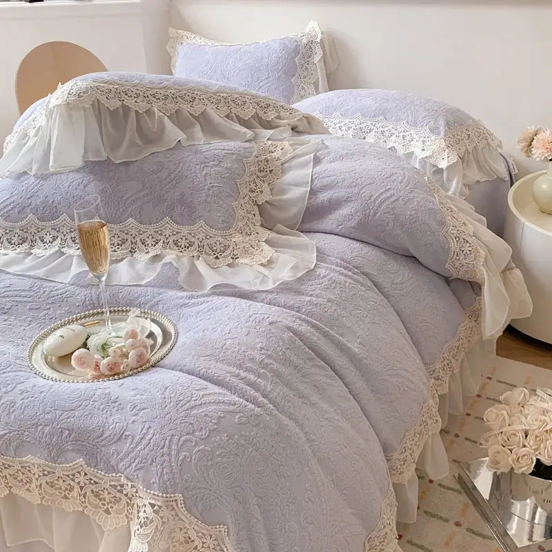 Beige Velvet Lace Bedding