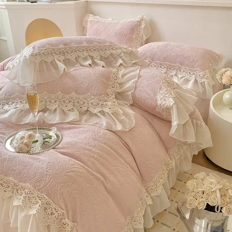 Beige Velvet Lace Bedding