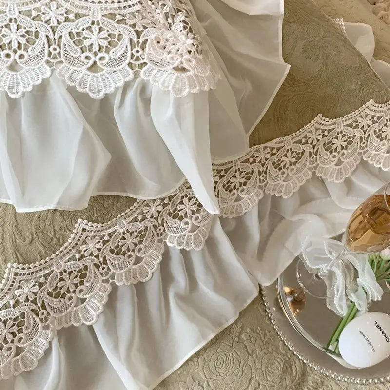 Beige Velvet Lace Bedding