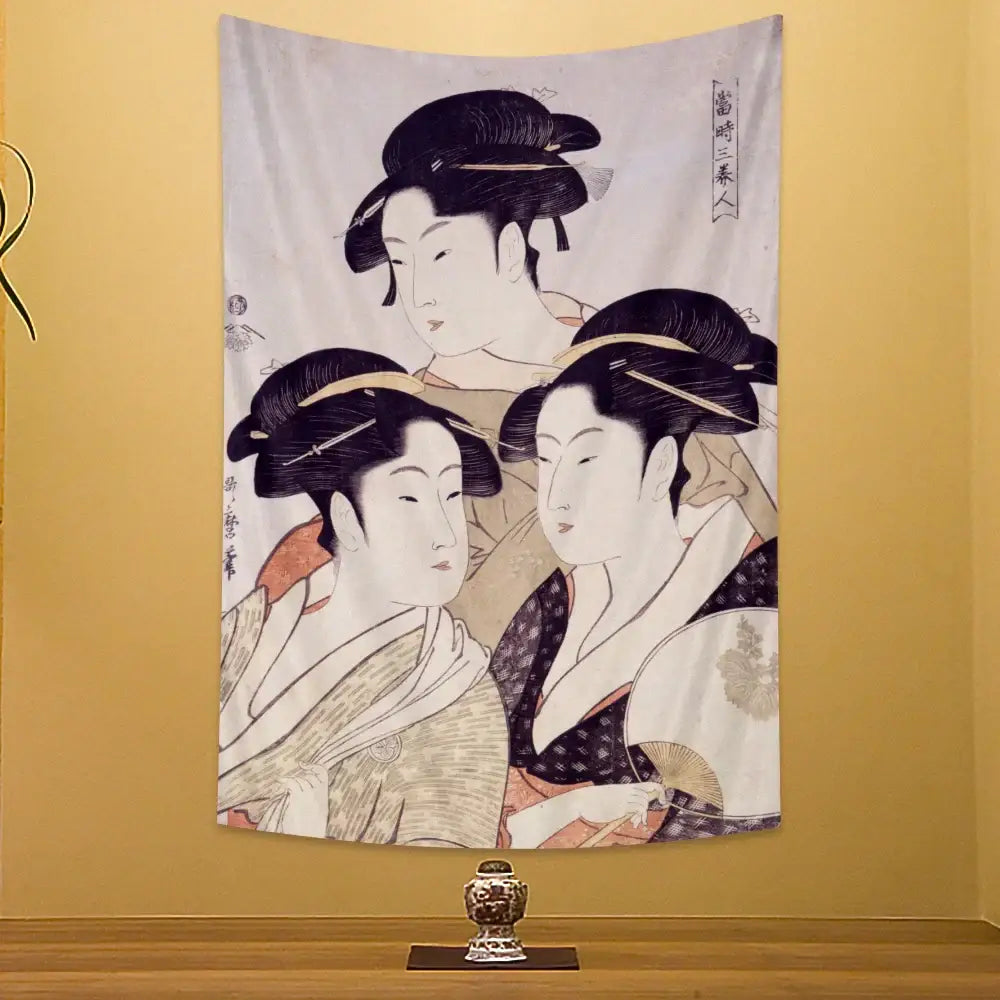 Beige Geisha Kanagawa Tapestry