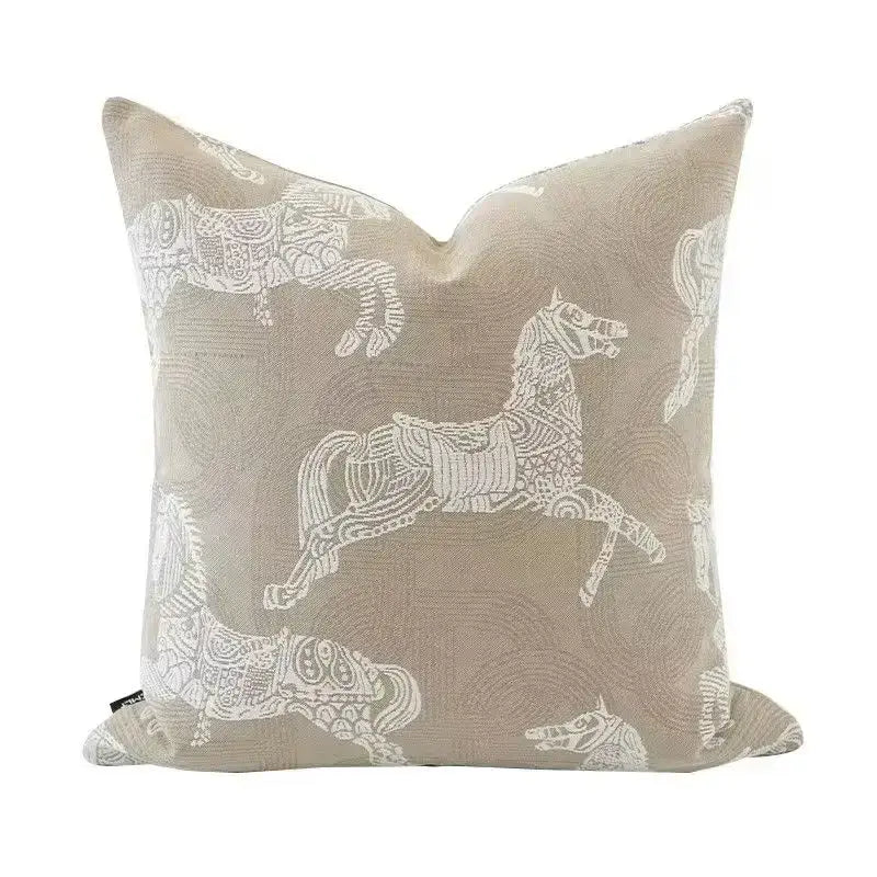 Beige Geometric Jacquard Cushion