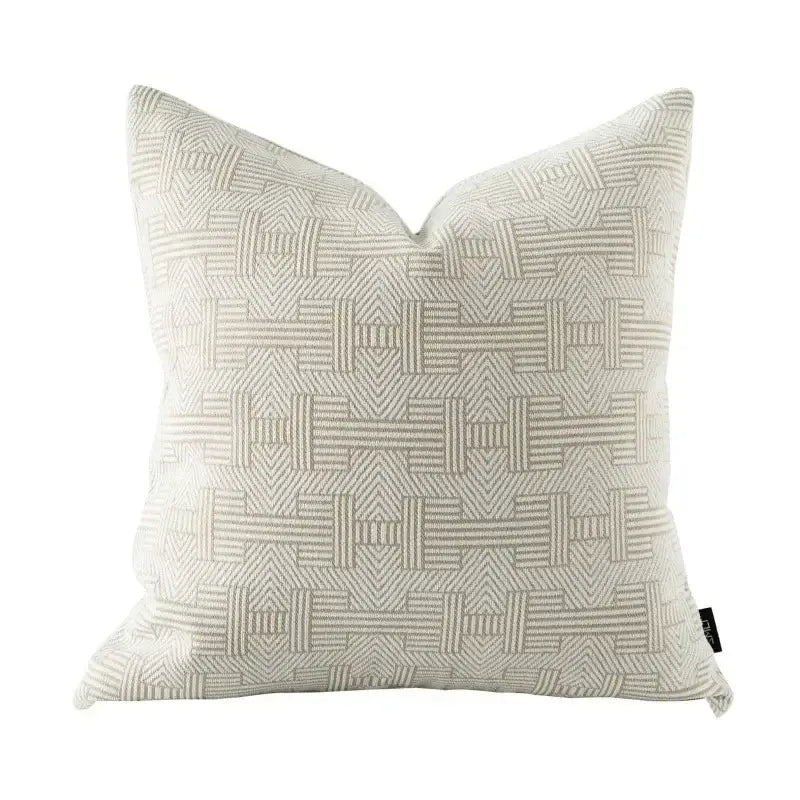 Beige Geometric Jacquard Cushion