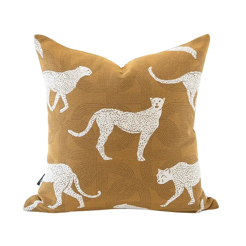 Beige Geometric Jacquard Cushion