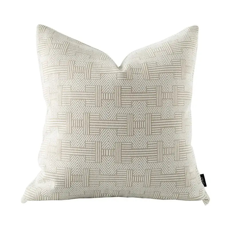 Beige Geometric Jacquard Cushion