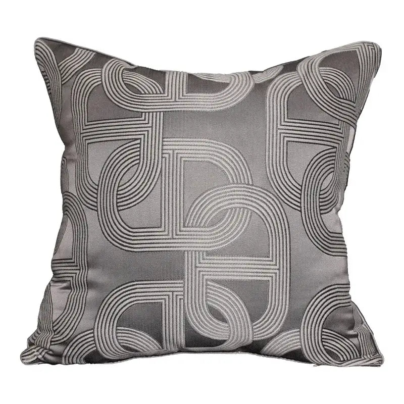 Beige Geometric Jacquard Cushion