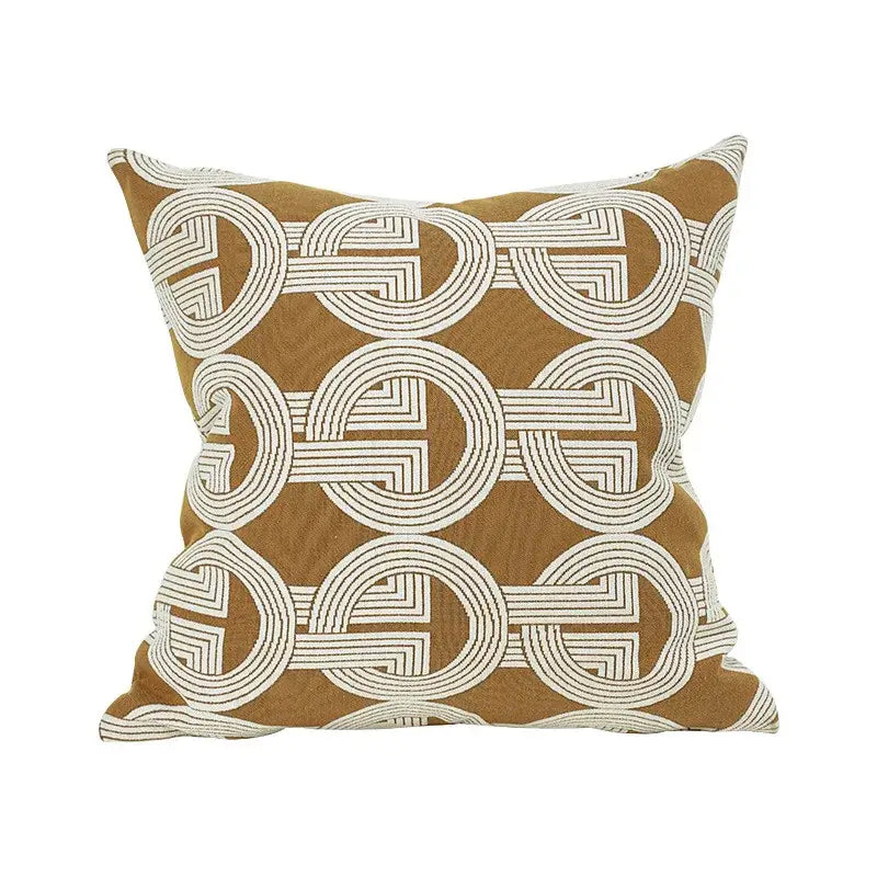 Beige Geometric Jacquard Cushion
