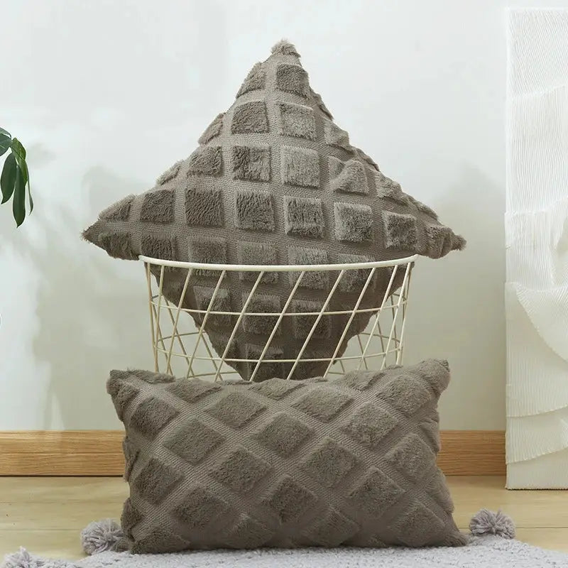 Gray Geometric Cushion Cover