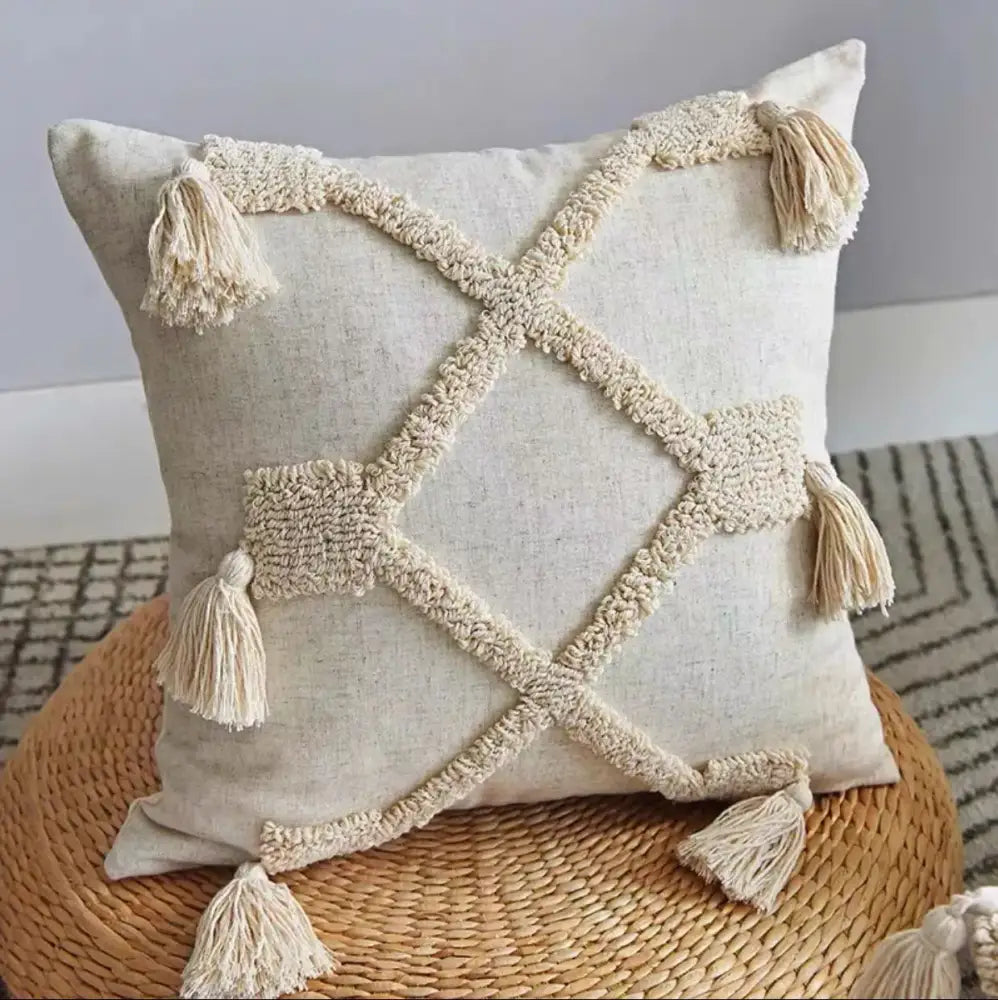 Geometric Tassel Pillowcase Set