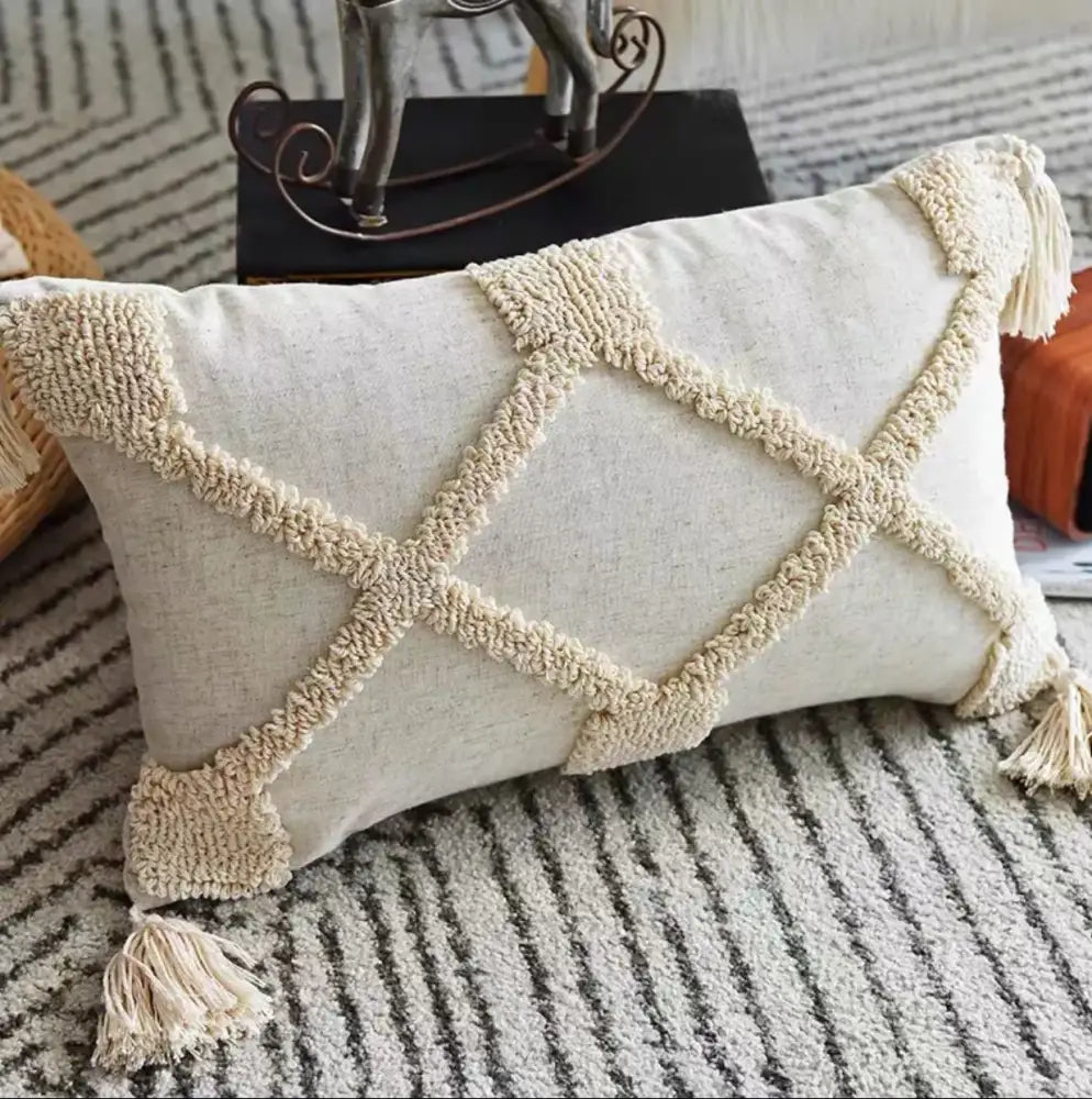 Geometric Tassel Pillowcase Set