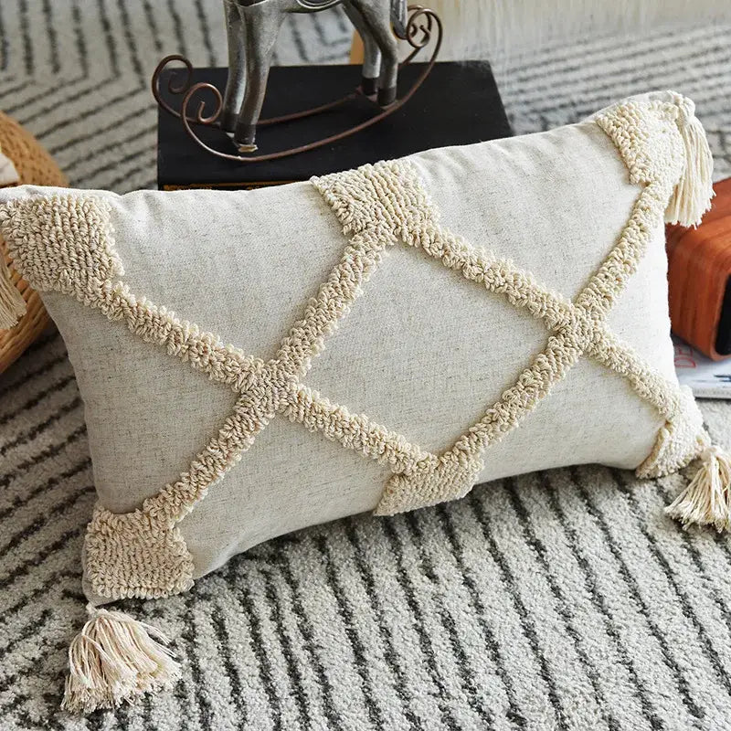 Geometric Tassel Pillowcase Set
