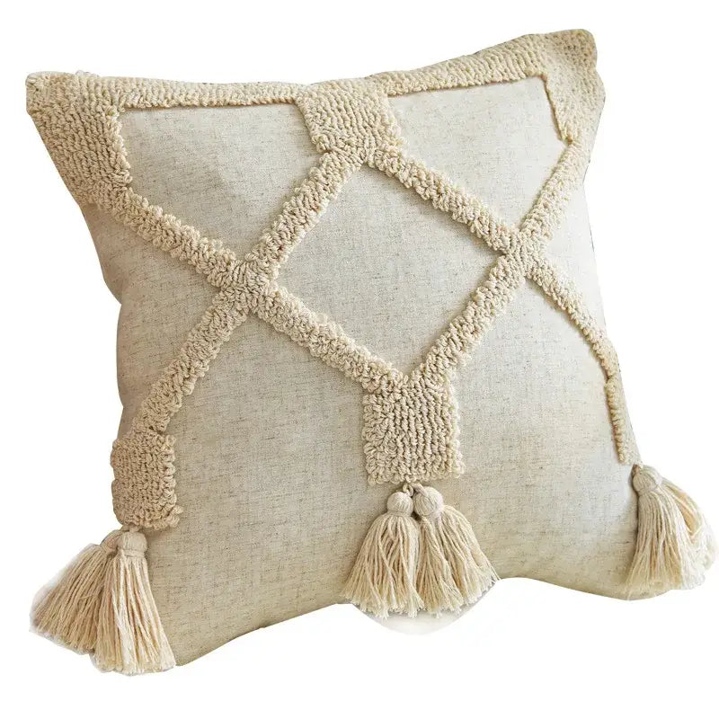 Geometric Tassel Pillowcase Set