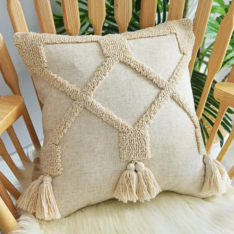Geometric Tassel Pillowcase Set