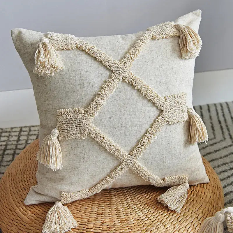 Geometric Tassel Pillowcase Set