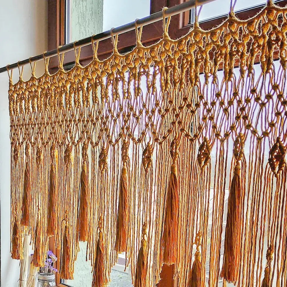 Beige Macrame Tassel Curtain