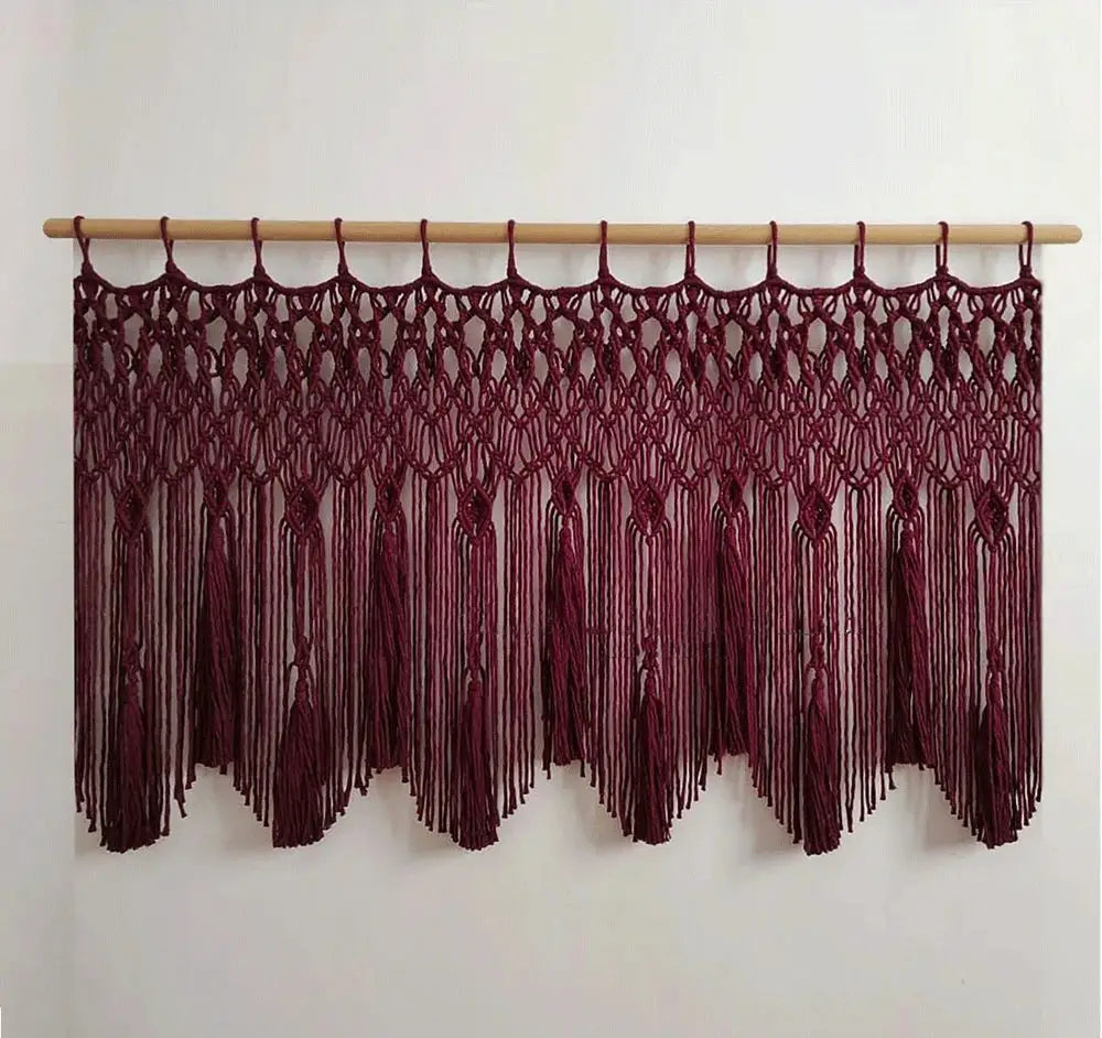 Beige Macrame Tassel Curtain