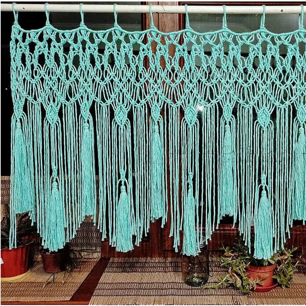 Beige Macrame Tassel Curtain