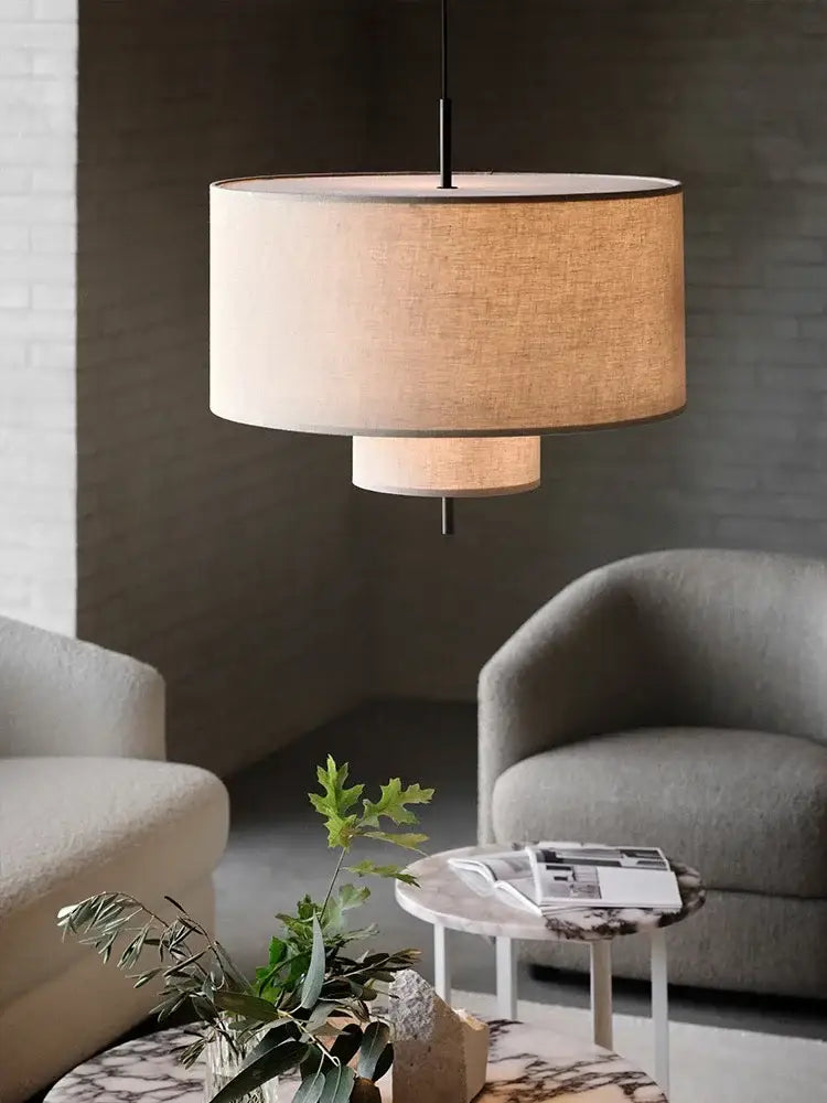 Beige Linen Fabric Chandelier