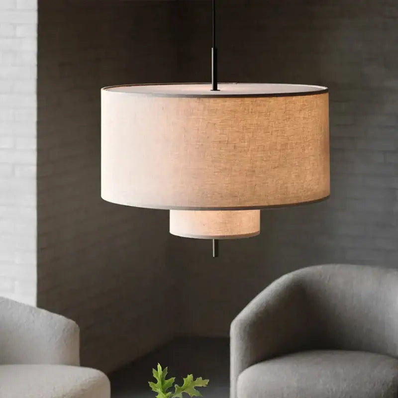 Beige Linen Fabric Chandelier