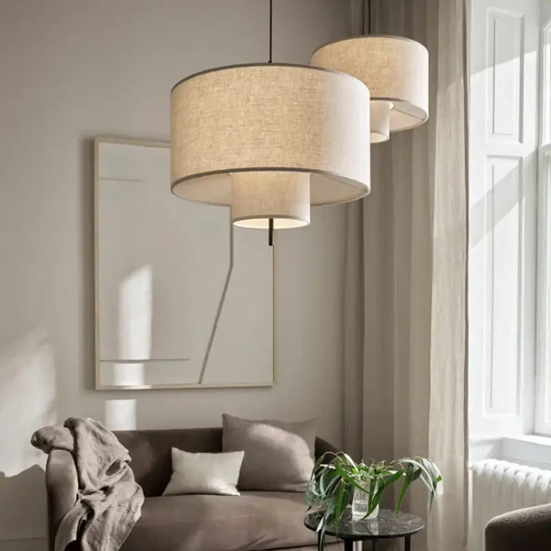 Beige Linen Fabric Chandelier