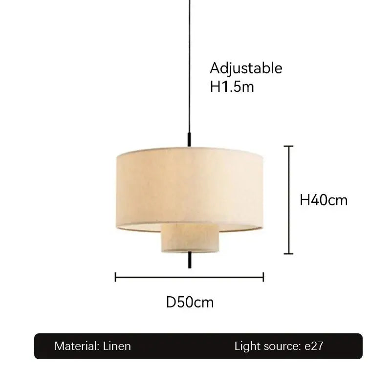 Beige Linen Fabric Chandelier