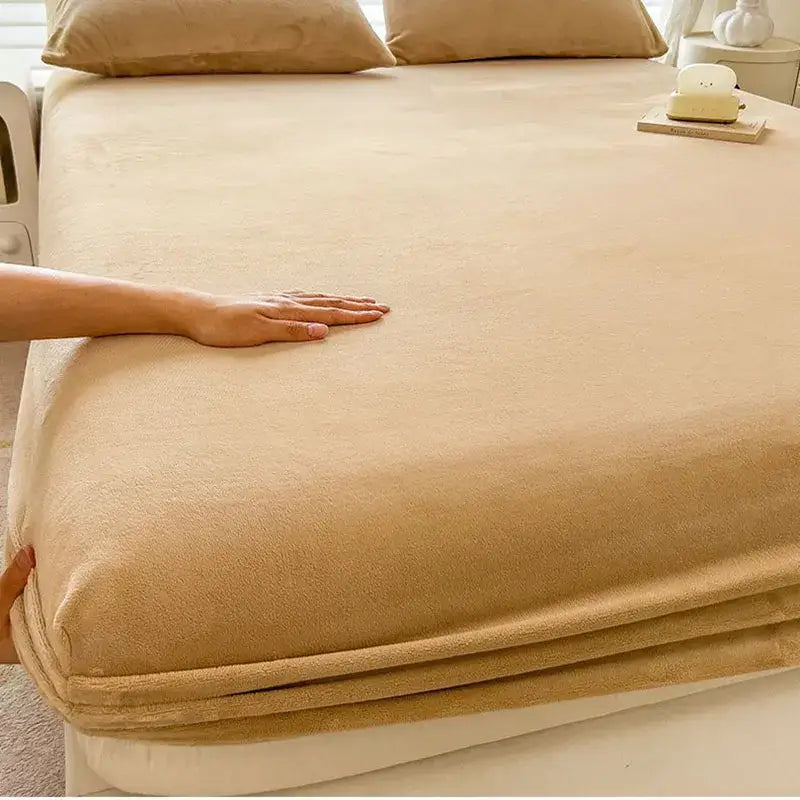 Beige Velvet Fitted Sheet