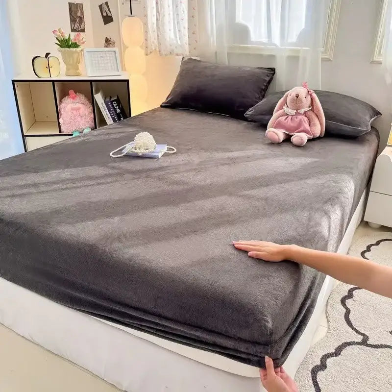 Beige Velvet Fitted Sheet