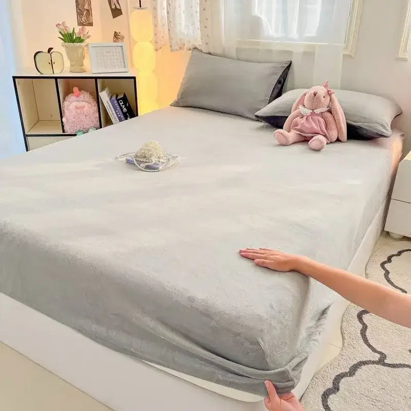 Beige Velvet Fitted Sheet