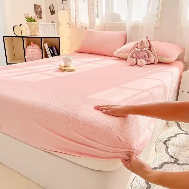 Beige Velvet Fitted Sheet