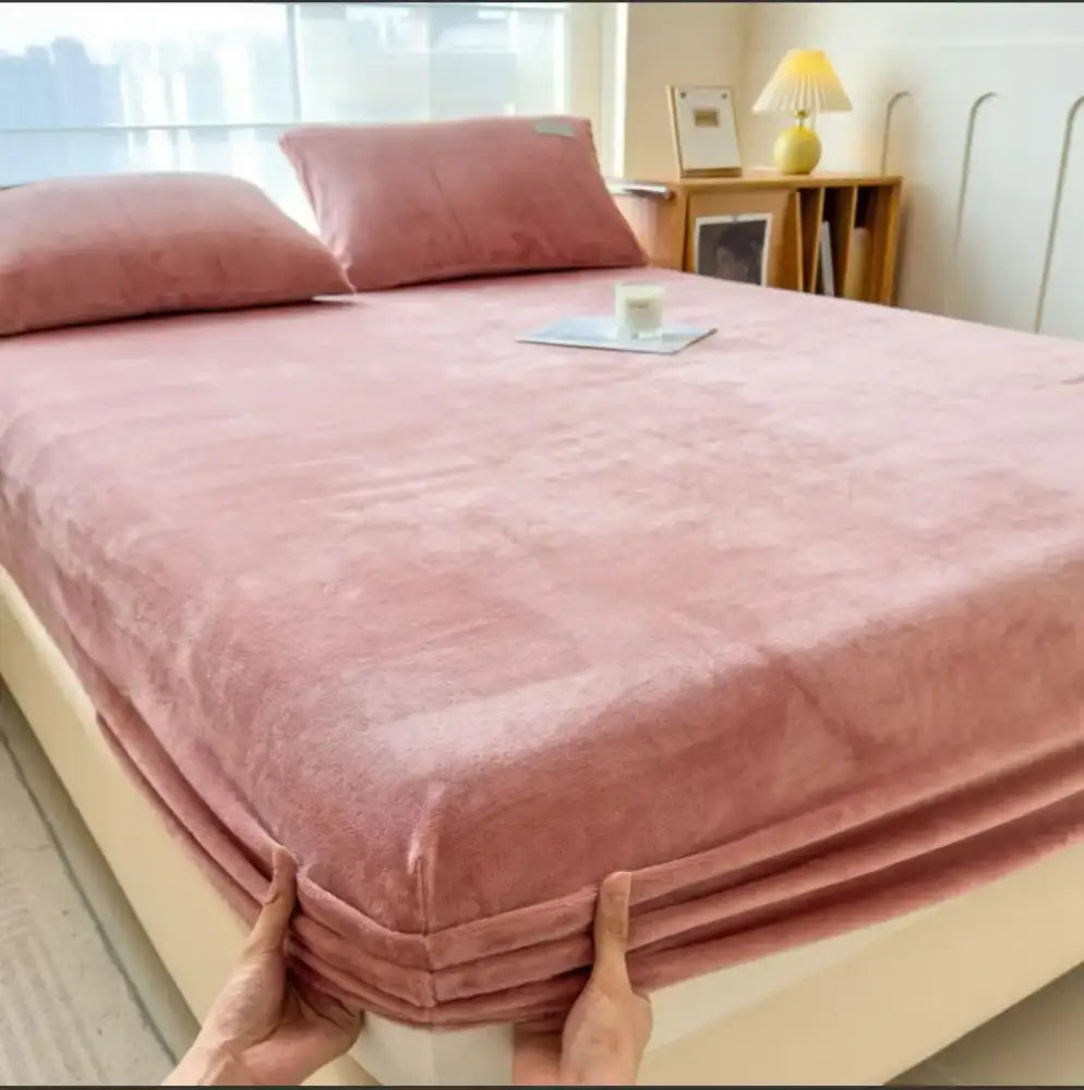 Beige Velvet Fitted Sheet