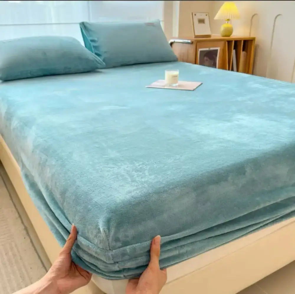 Beige Velvet Fitted Sheet