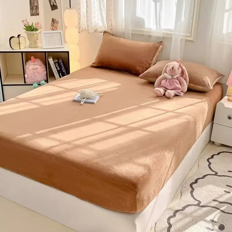 Beige Velvet Fitted Sheet
