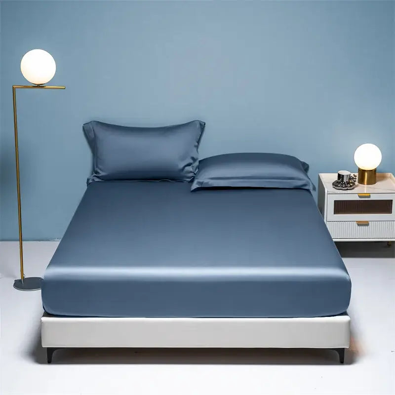 Beige Satin Cotton Fitted Sheet