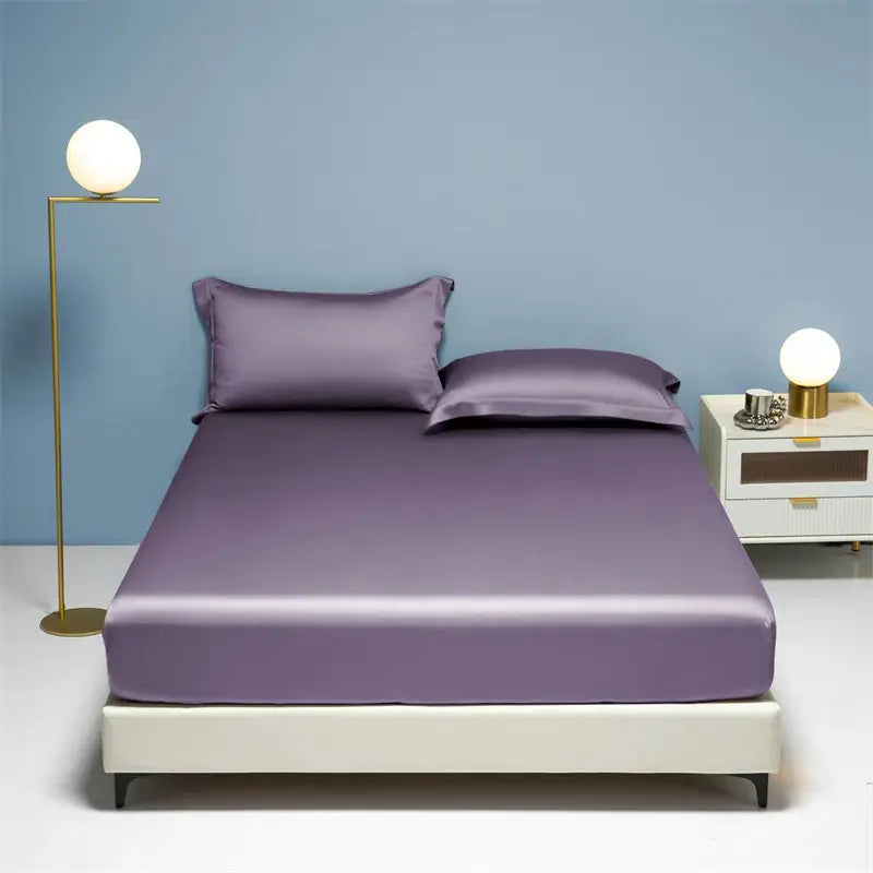 Beige Satin Cotton Fitted Sheet