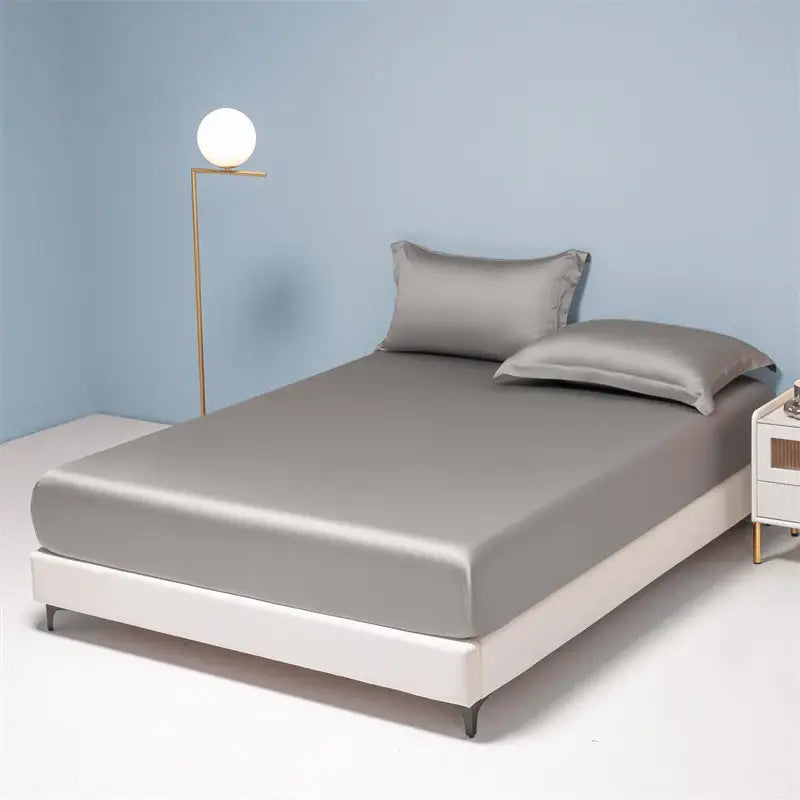 Beige Satin Cotton Fitted Sheet
