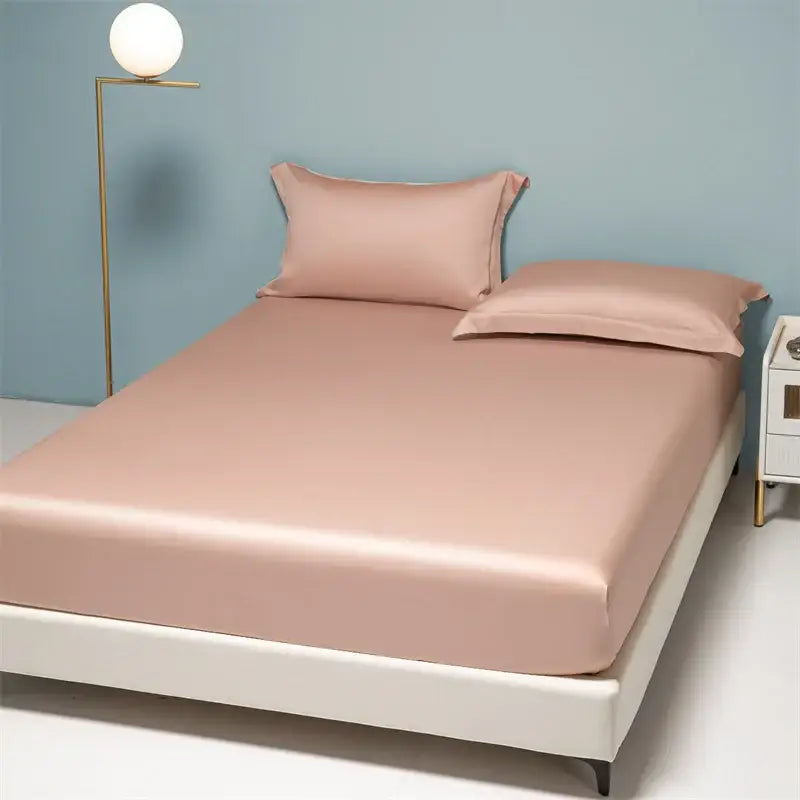 Beige Satin Cotton Fitted Sheet